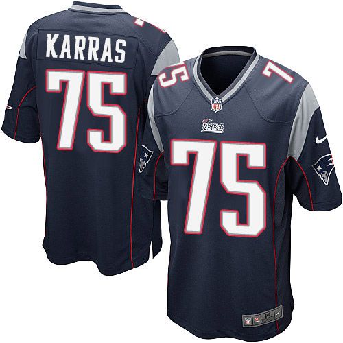 Men New England Patriots 75 Ted Karras Nike Navy Game NFL Jersey